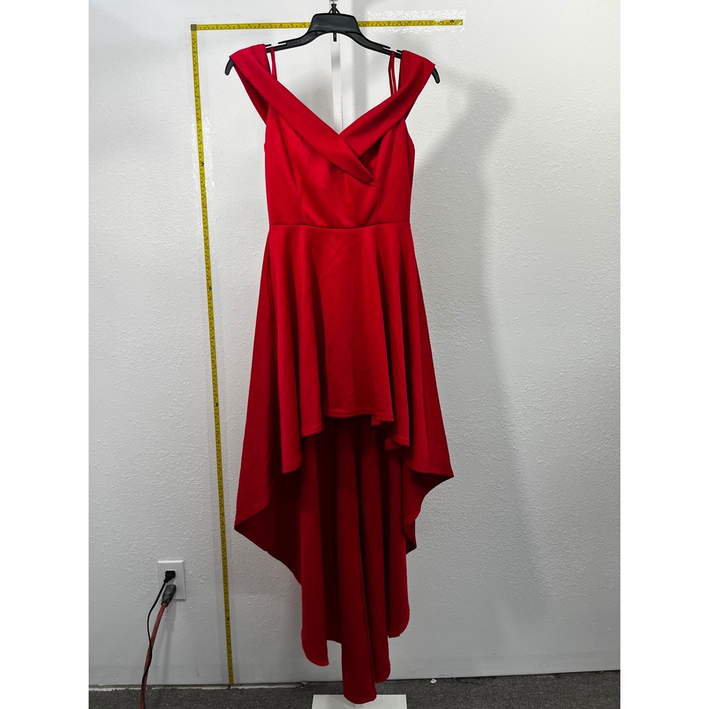MiSC Red Off The Shoulder High Low Cocktail‎ Dress Small CD52888